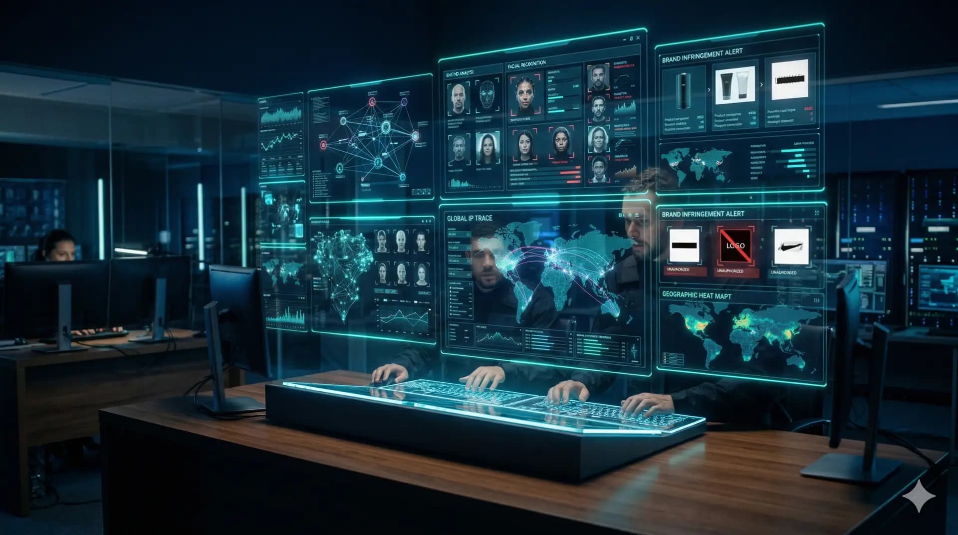 Centro de comando investigativo — visão cinematográfica